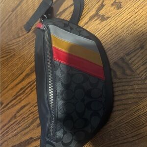 Coach Black Crossbody Bag with Red and Yellow Accents